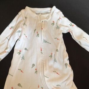 White Baby Onesie with Avocado & Carrot Print